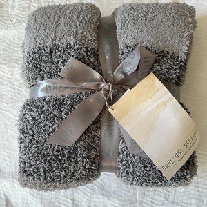 NEW Barefoot Dreams Blanket Cozy Chic Throw Stripe Warm Gray Carbon B619 45x60